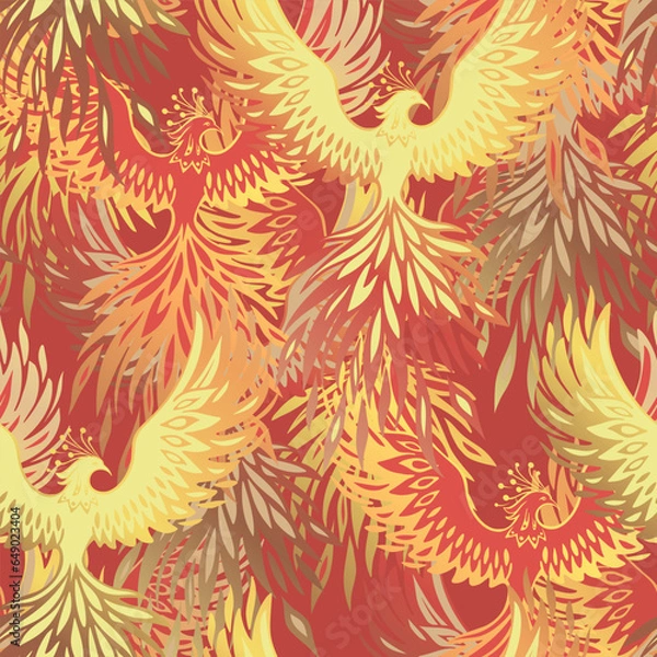 Obraz Seamless vector pattern with firebirds. Vintage texture