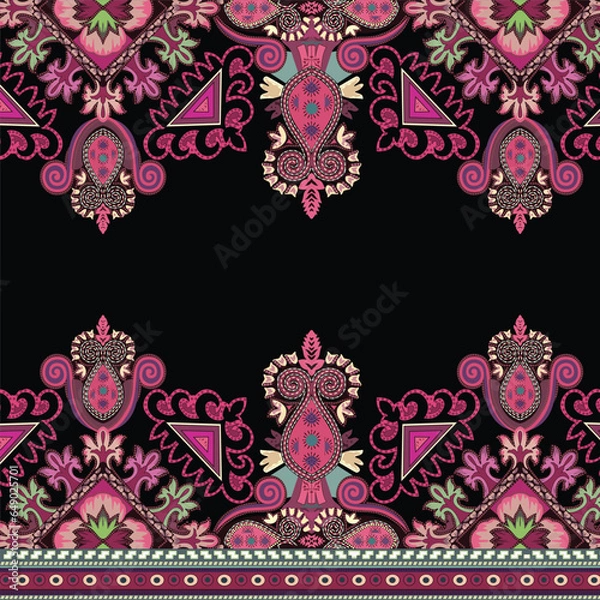 Obraz Colorful pattern border design on a black background
