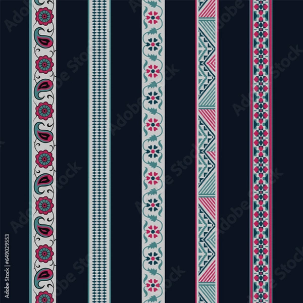 Obraz A colorful striped background with various unique seamless repeated border designs