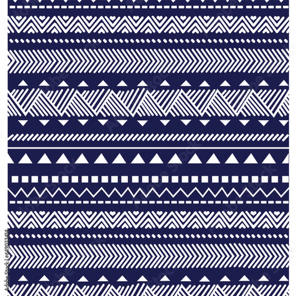 Obraz A vibrant blue and white geometric pattern, seamless repeated border