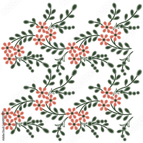 Obraz A vibrant red flower pattern on a crisp white background