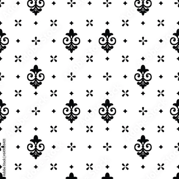 Obraz A black and white pattern with fleurons