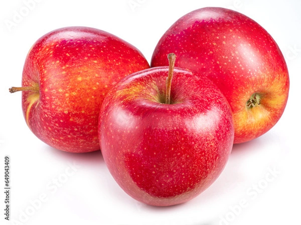 Fototapeta Red apples isolated on white background.