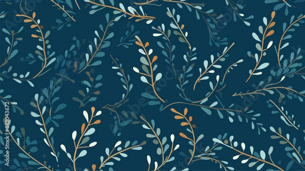 Obraz plant pattern. twigs. blue background.