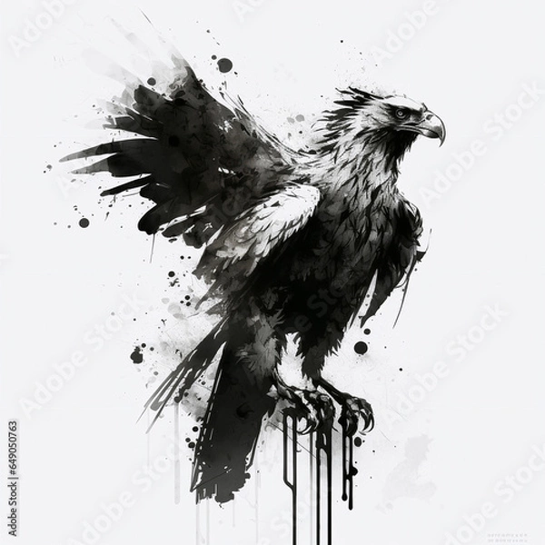 Obraz 墨絵　鷹の凝視