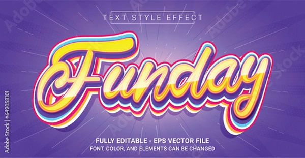 Fototapeta Funday Text Style Effect. Editable Graphic Text Template.