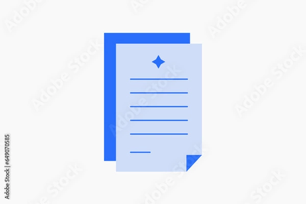 Fototapeta Geometric contract and document illustration in flat style design. Vector illustration. Duotone blue icon.