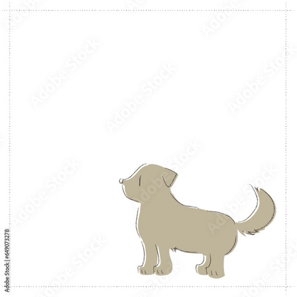 Obraz シンプルなタッチで横向きの可愛い犬が立っている様子を描いたベクターイラスト