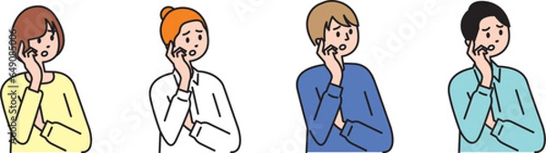 Fototapeta 困っている、悩んで考えている人々