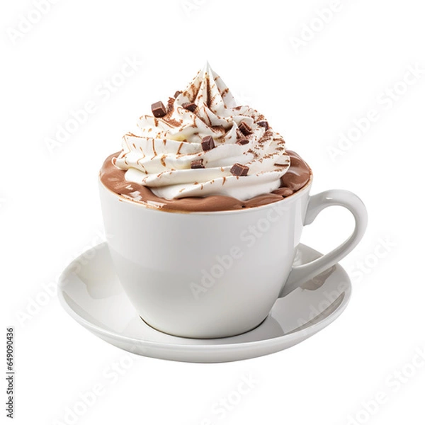 Fototapeta cup of hot coffee with milk Cream isolated on transparent background Remove png, Clipping Path