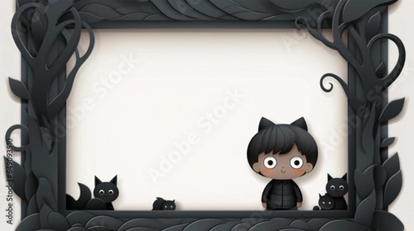 Fototapeta Halloween frame with witch