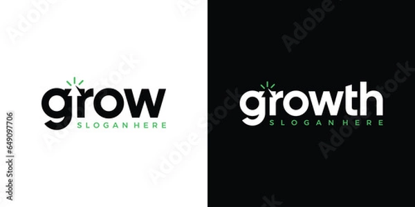 Fototapeta Modern growth logo design wordmark. Negative space arrow abstract shapes logo design graphic vector illustration. Symbol, icon, creative.