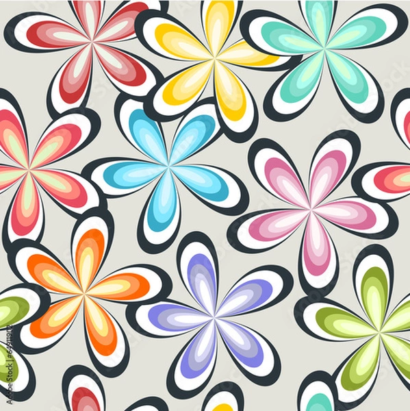 Fototapeta Cute colorful spring flower pattern seamless background