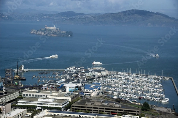 Fototapeta Bird's eye view of San Francisco from Coit Tower.