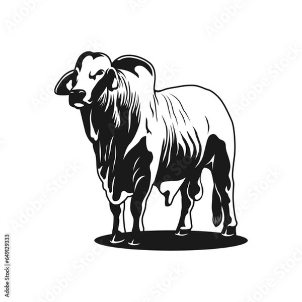 Obraz brahman cow logo, vector image illustration