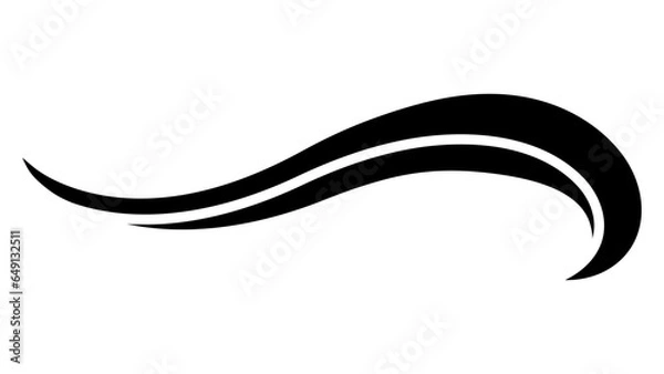 Fototapeta Double curve wave, swoosh tail curve line, swash logo strip