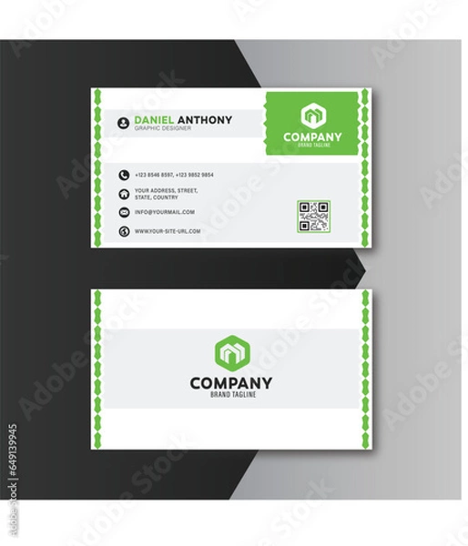 Fototapeta Modern Minimalist Green Horizontal Business Card Vector Design