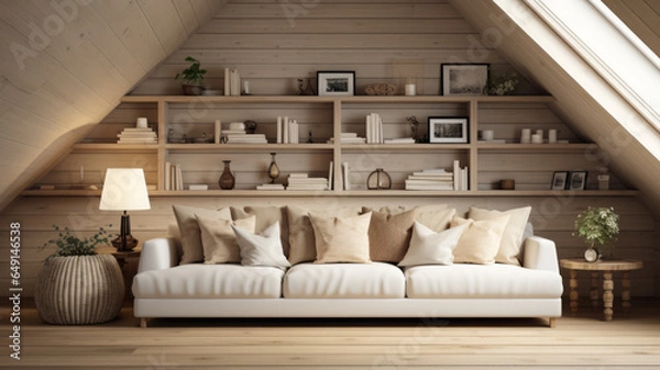Fototapeta photograph of Rustic interior design of modern bedroom.generative ai
