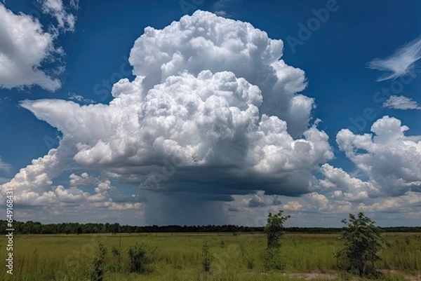 Fototapeta clouds in the sky over a green field