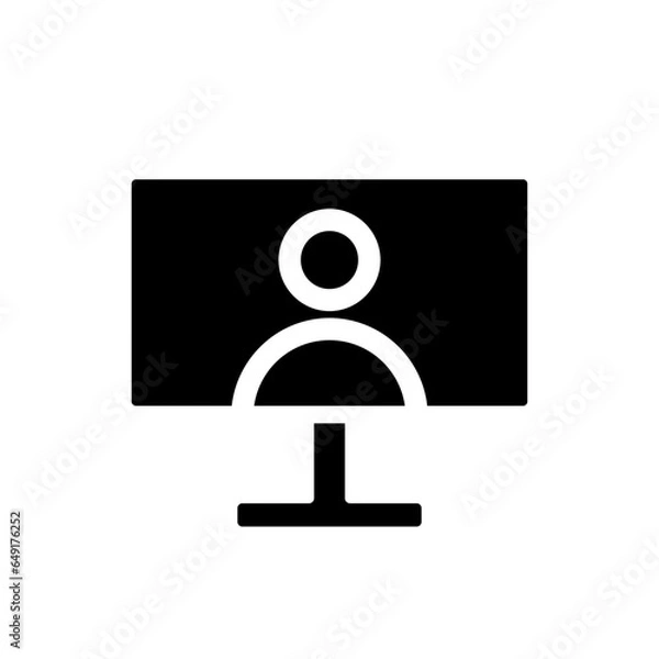 Fototapeta Monitor or Screen Icon. Monitor or Screen vector illustration symbol. Can be used Online Meeting Icon, Work From Home Icon, Online Learning or Learn From Home Icon, etc.