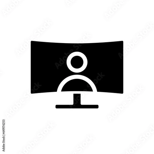 Fototapeta Monitor or Screen Icon. Monitor or Screen vector illustration symbol. Can be used Online Meeting Icon, Work From Home Icon, Online Learning or Learn From Home Icon, etc.