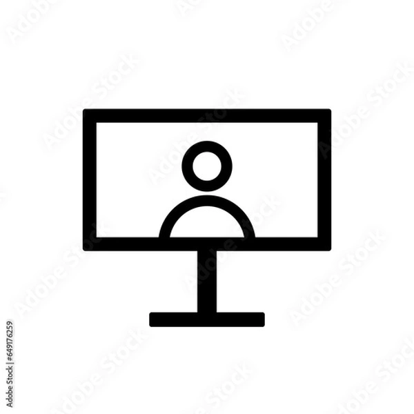 Obraz Monitor or Screen Icon. Monitor or Screen vector illustration symbol. Can be used Online Meeting Icon, Work From Home Icon, Online Learning or Learn From Home Icon, etc.