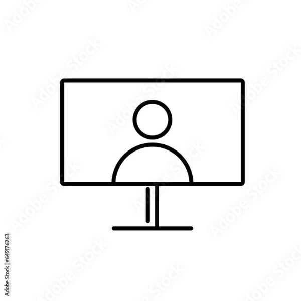 Fototapeta Monitor or Screen Icon. Monitor or Screen vector illustration symbol. Can be used Online Meeting Icon, Work From Home Icon, Online Learning or Learn From Home Icon, etc.