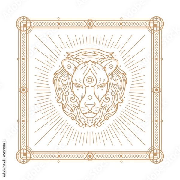 Obraz Leo zodiac sign and astrology symbol, element. Modern outline vector illustration. White background
