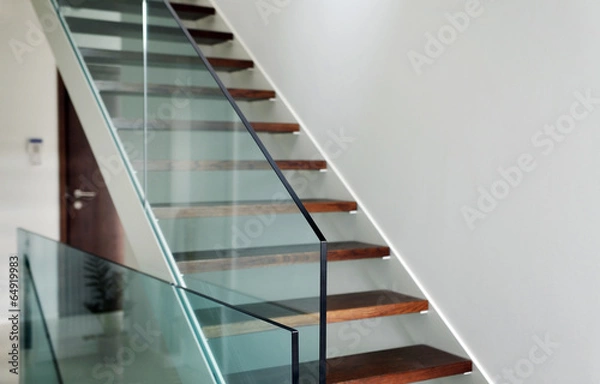 Obraz hardened glass balustrade in house