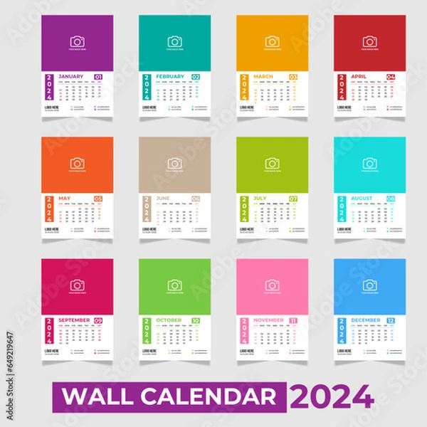 Obraz Creative Multicolor Wall Calendar Design 2024