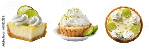 Obraz Key Lime Pie, transparent background, isolated image, generative AI
