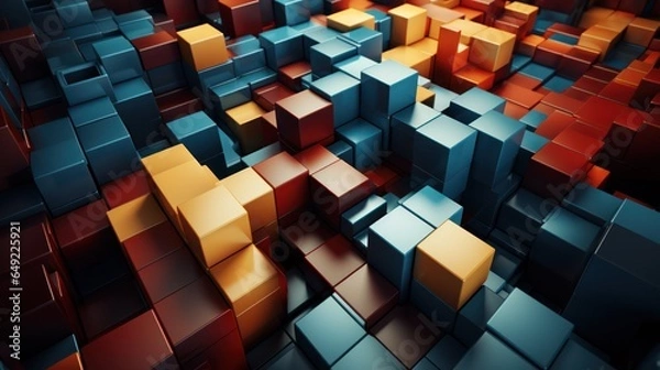 Fototapeta 3D abstract array of floating cubes creating a mesmerizing background