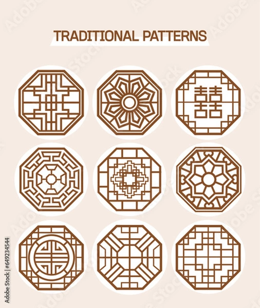 Obraz 동양적인 아시아 전통문양 (한국 일본 중국 등)