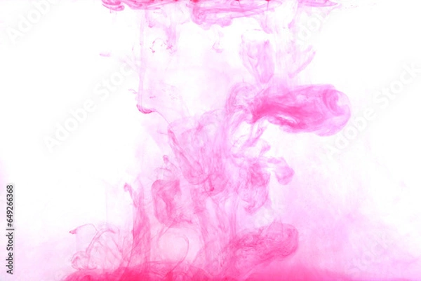 Fototapeta Red-Pink Color dye melt in water on white background,Abstract smoke pattern,Colored liquid dye,Splash paint