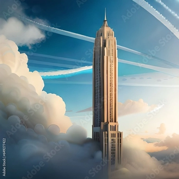 Fototapeta city skyline with clouds generative AI