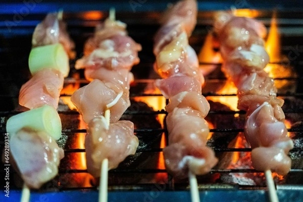 Obraz 簡易バーベキューで焼き鳥