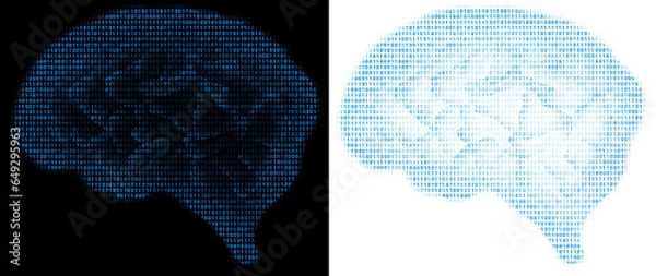 Obraz brain artificial intelligence concept with bit binary 1 0 blue glow transparent background