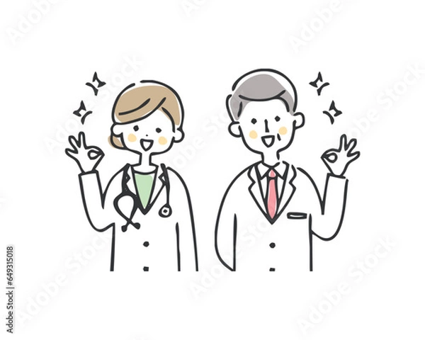 Fototapeta OKサインをする医師のイラスト