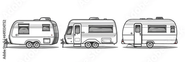 Obraz Set of Vintage Caravans Isolated On Transparent Background