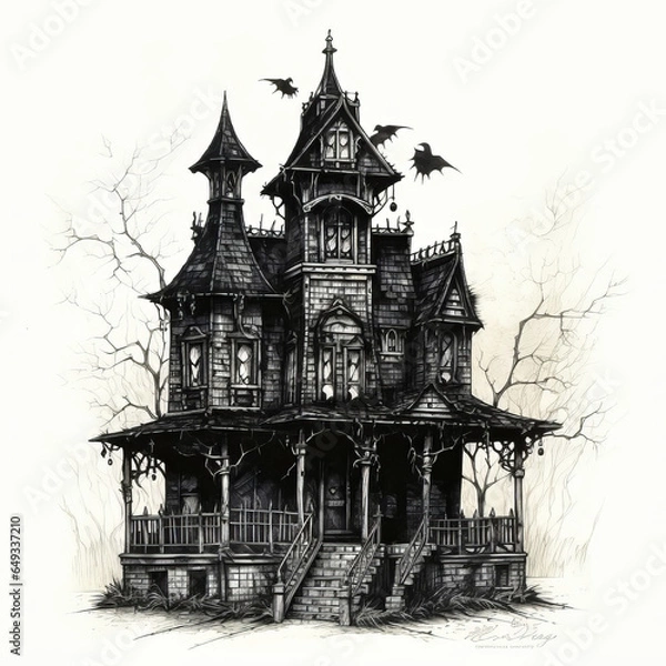 Obraz grayscale haunted house