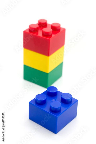 Fototapeta blocks , Plastic building blocks on white background