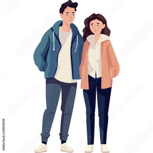 Obraz young couple wearing winter clothes