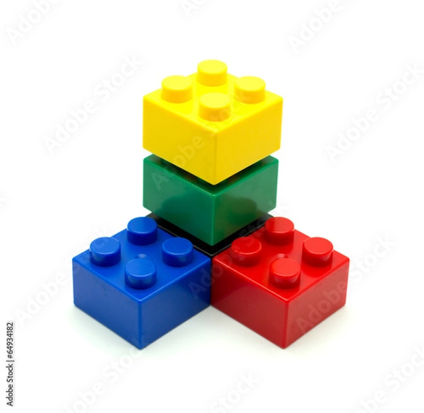 Fototapeta blocks , Plastic building blocks on white background