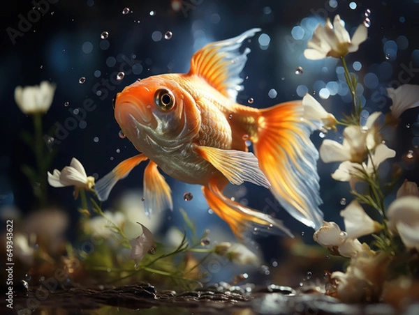 Fototapeta Goldfish in its Natural Habitat, Wildlife Photography, Generative AI