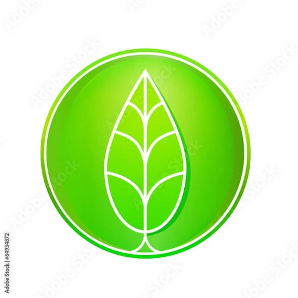 Obraz green leaf badge