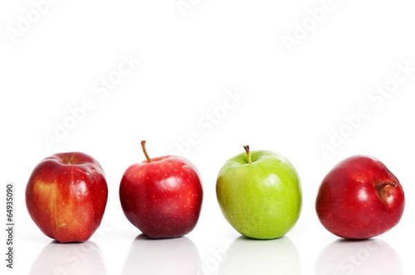 Obraz Four apples isolated on white background
