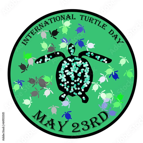Obraz International turtle day stamp, label, vector illustration