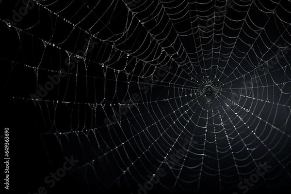 Obraz Spider's Web on Black Background