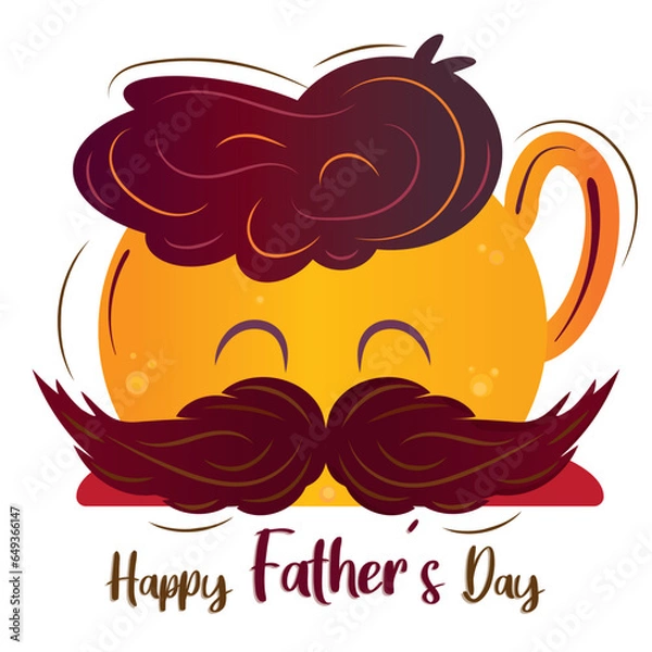 Fototapeta Isolated cute coffee cup with mustache Father day poster Vector