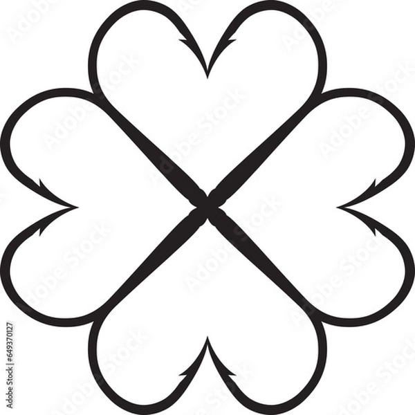 Fototapeta Fishing hooks forming lucky clover.